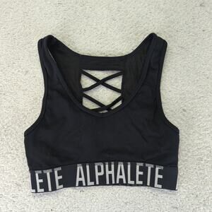 Alphalete‎ Sports bra. Black logo band women's size small